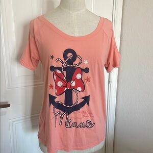 Disney Coral Minnie Mouse Anchor Tee